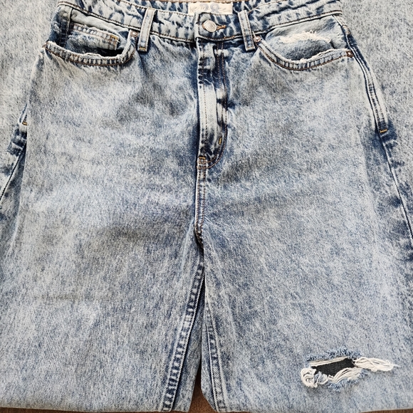 Free People We The Free Stone Wash Distressed High Rise Straight Leg Jeans Sz 28 - Picture 7 of 13